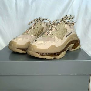 Balenciaga Triple S clear sole sneaker in beige